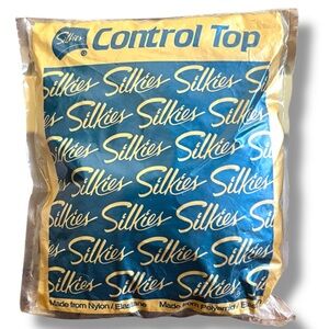 Silkies Control Top Panty Hose NIP Vintage 90s Off Black XL NIP